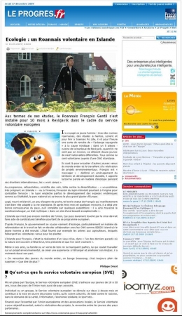 Le Progrès -  Ecologie : un Roannais volontaire en Islande