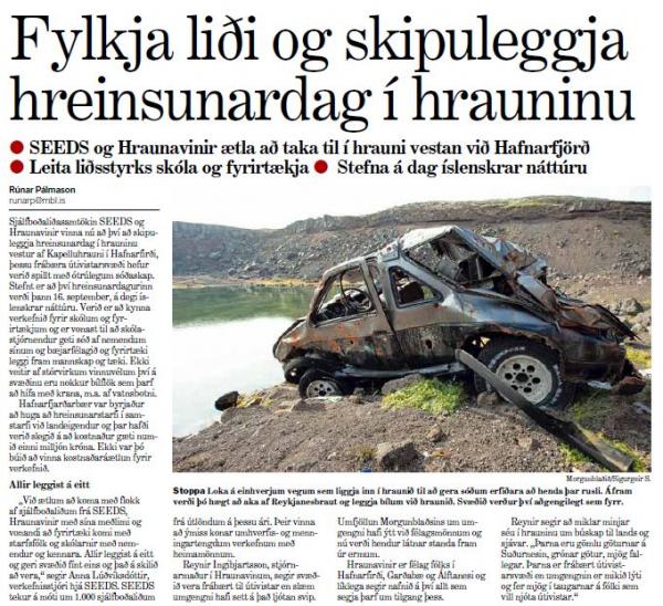 Morgunblaðið - SEEDS og Hraunavinir ætla að taka til í hrauni vestan við Hafnarfjörð